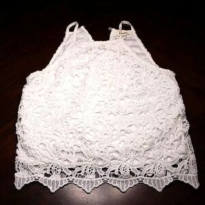 Sans Souci White Lace Crop Top - Size S